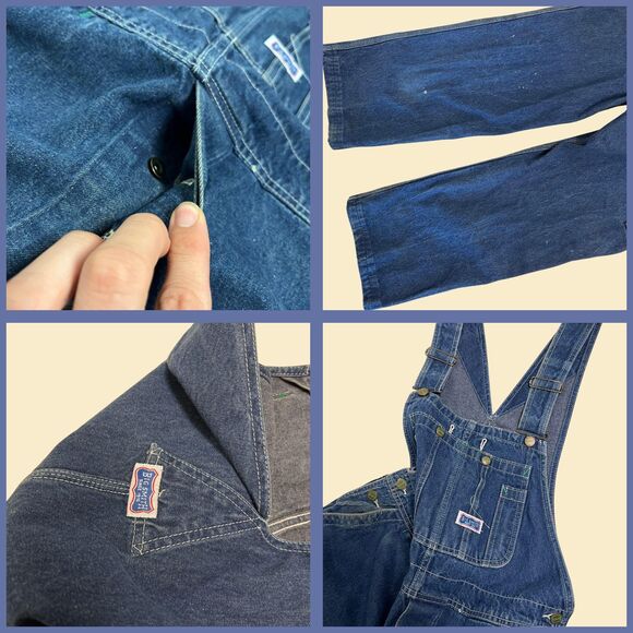 70s/80s Big Smith denim overalls, vintage cotton medium wash denim blue overalls - Picture 4 of 8